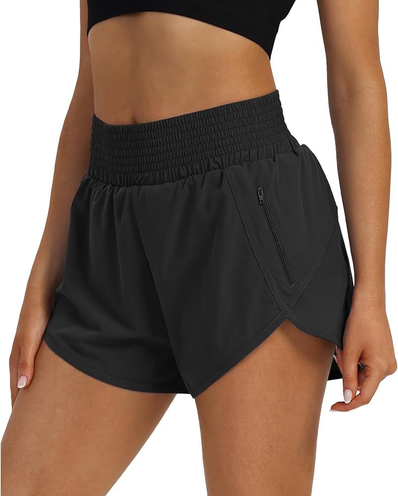 Women's High Waist Athletic Shorts Quick Dry Sporty Workout Running Shorts for Women with Zipper ... | Amazon (US)