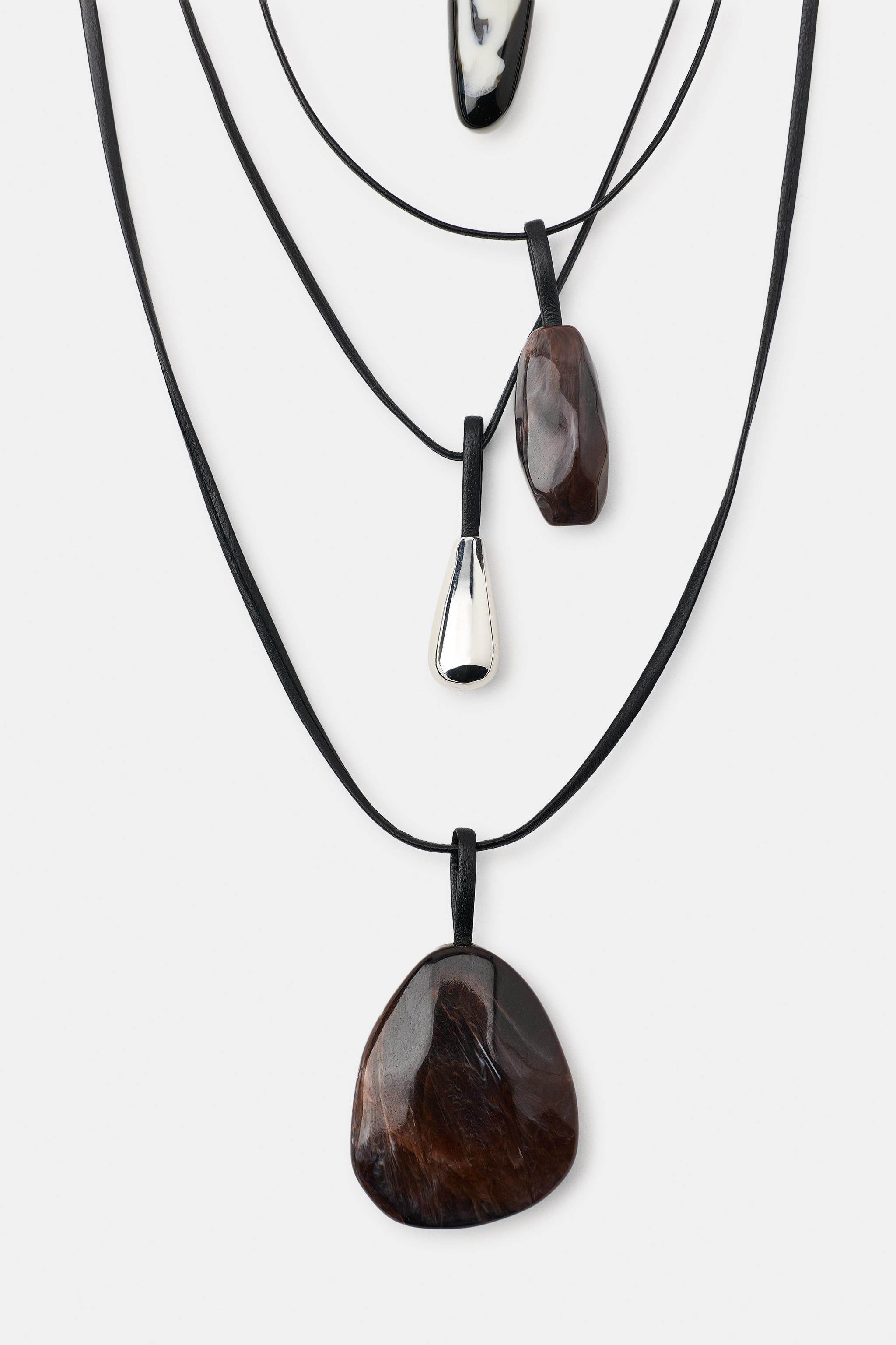 PACK OF 4 LEATHER AND STONE NECKLACES | Zara US