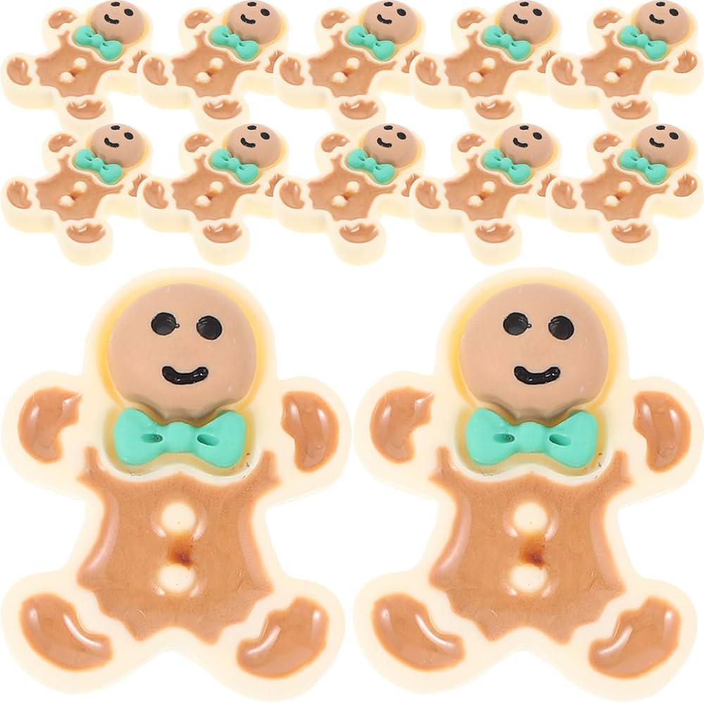 TOYANDONA 40pcs Resin Flatback Charms, Christmas Craft Embellishments Gingerbread Scrapbooking Em... | Amazon (US)