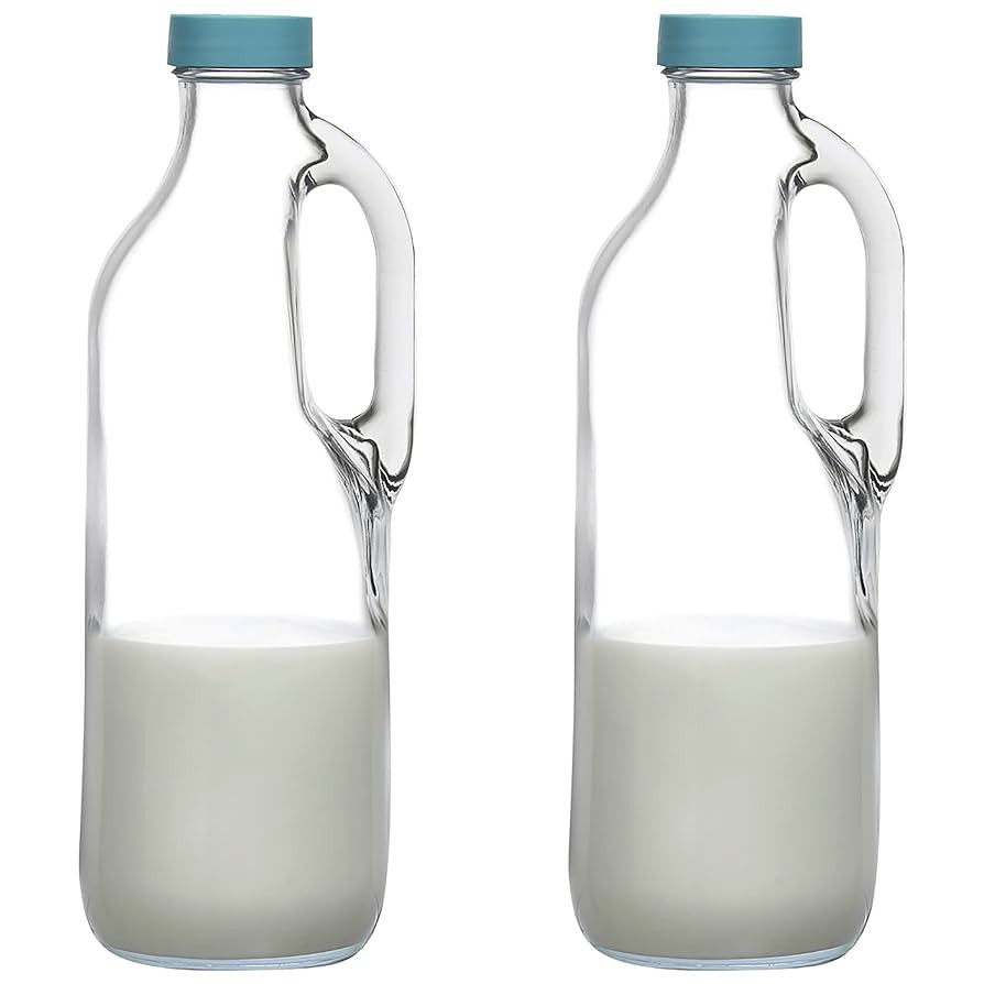 2 Pc 47oz Clear Glass Pitchers with Handles and Lids - Airtight Refrigerator Water Juice Jugs for... | Amazon (US)