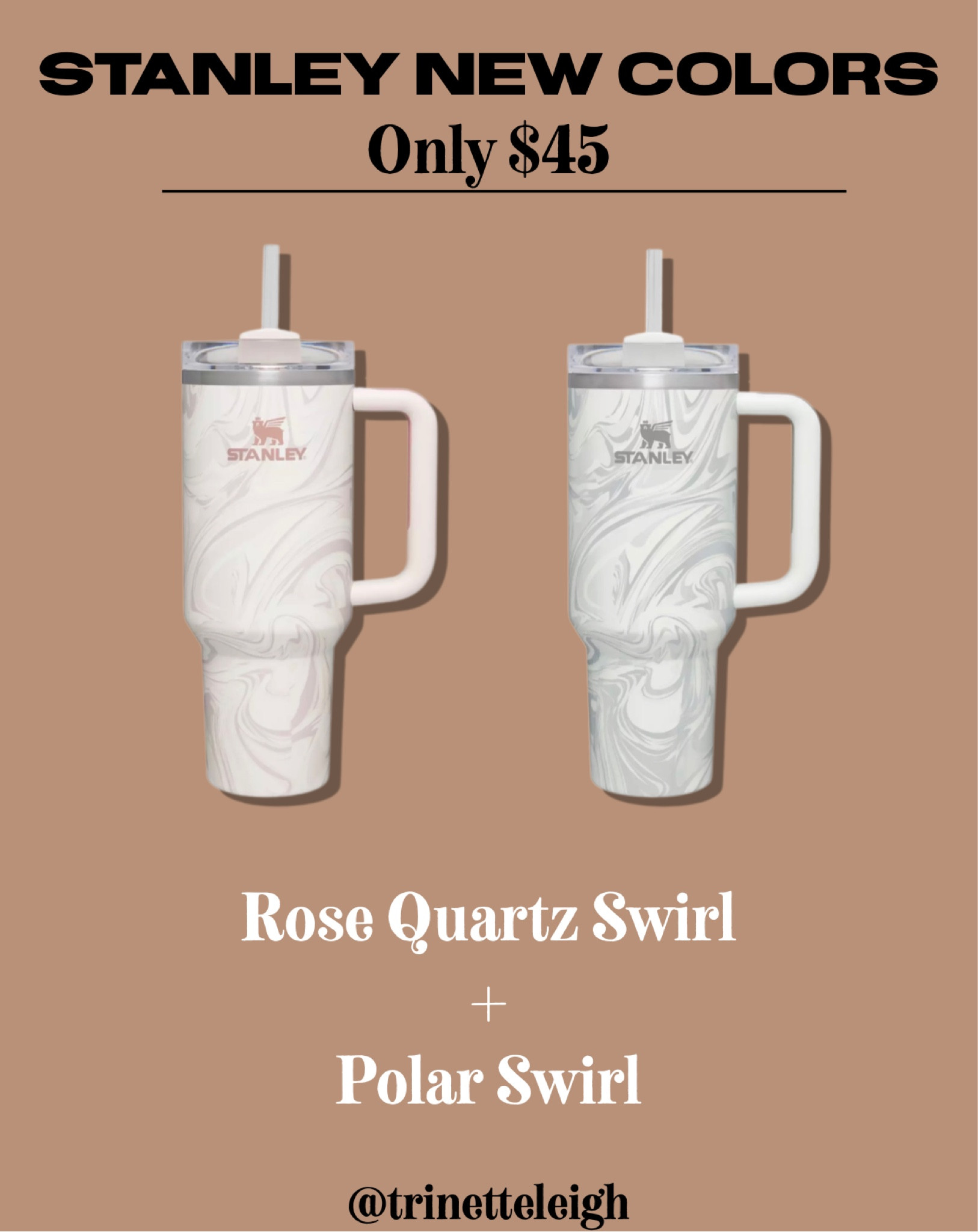 Rose Quartz Swirl 40oz Stanley Tumbler (made to order