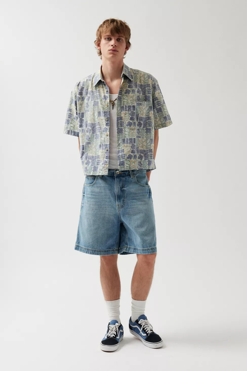 Urban Renewal Remade Abstract Cropped Shirt | Urban Outfitters (US and RoW)
