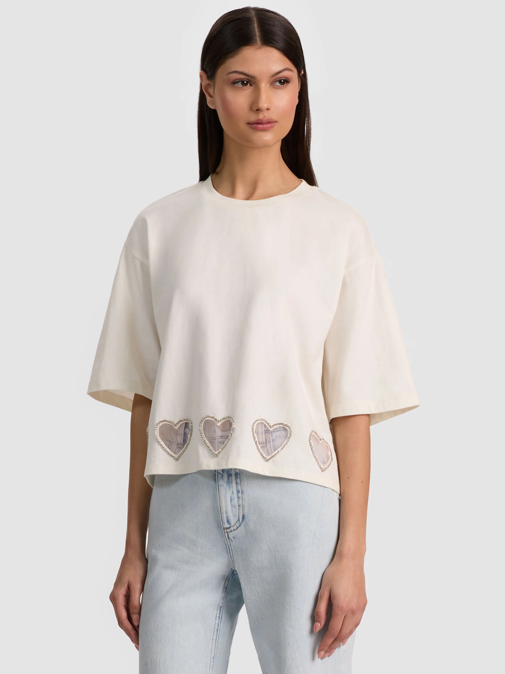 EVAN HEART CUTOUT TEE | Alice + Olivia