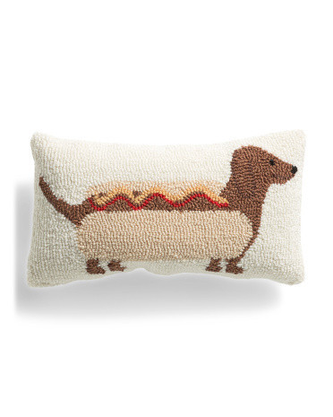 9X16 Dachshund Hotdog Hook Pillow, Polyester | TJ Maxx