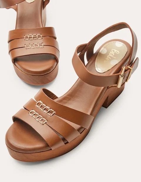 Heeled Sandal Clogs - Tan | Boden (US)