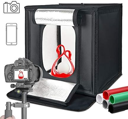 SH Photo Studio Light Box, Professional Light Box, 16x16x16 inch Adjustable Brightness Portable F... | Amazon (US)