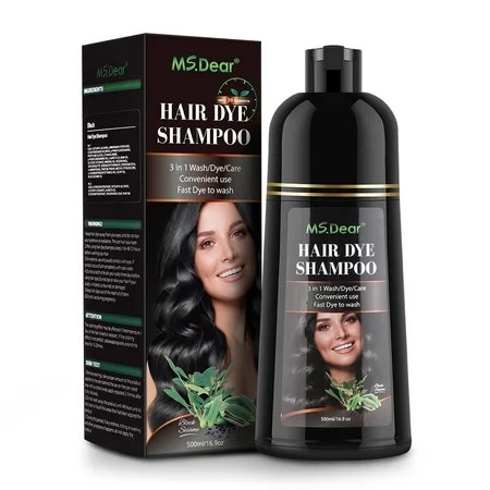 Black Hair Dye Shampoo 3 In 1 Hair Color Shampoo with Coconut Oli for Women & Men Long Lasting Easy to Use 16.9 Fl oz | Walmart (US)