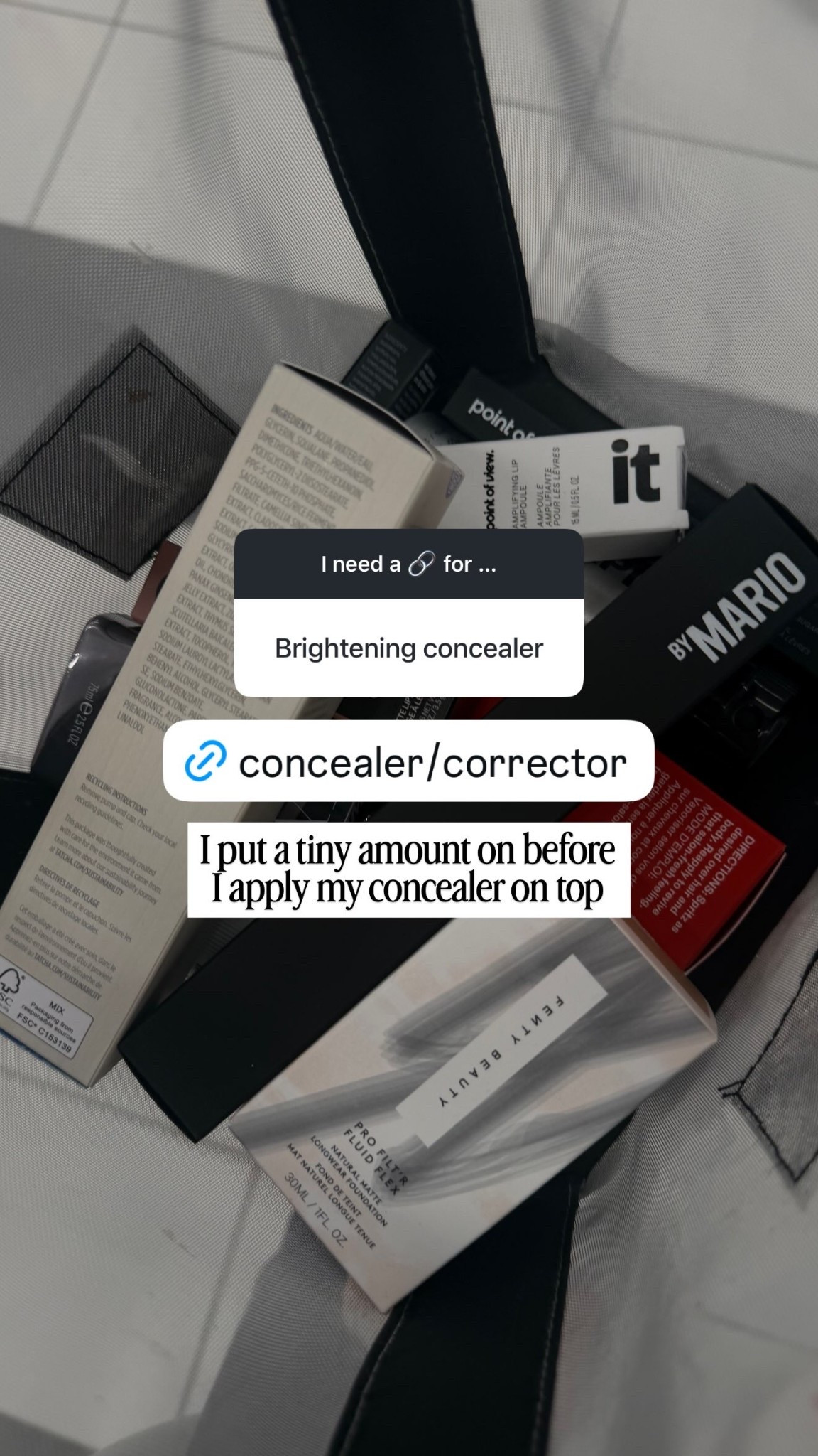I put a tiny amount on before I apply my concealer on top