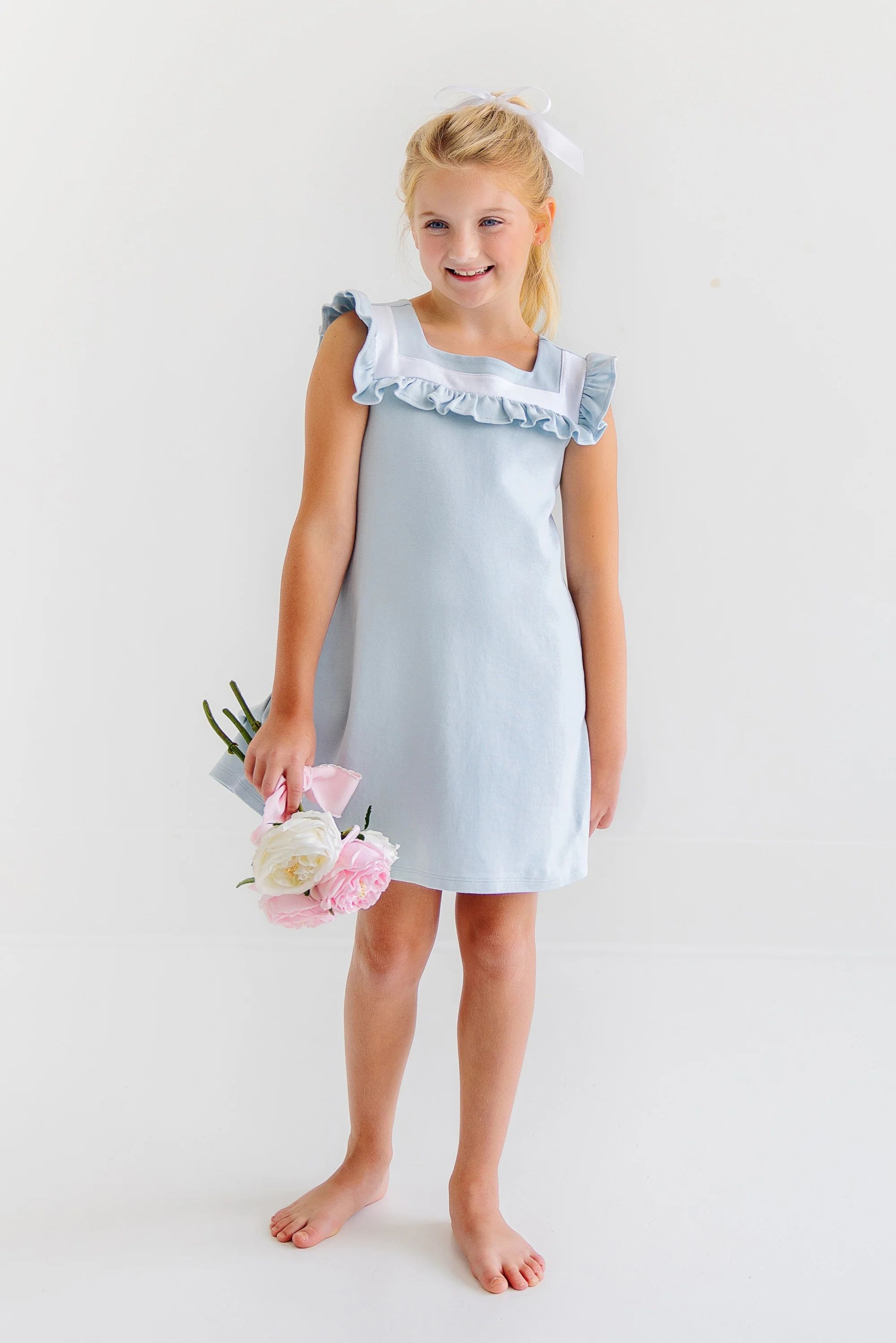 Darla Dress - Buckhead Blue with Worth Avenue White | The Beaufort Bonnet Company