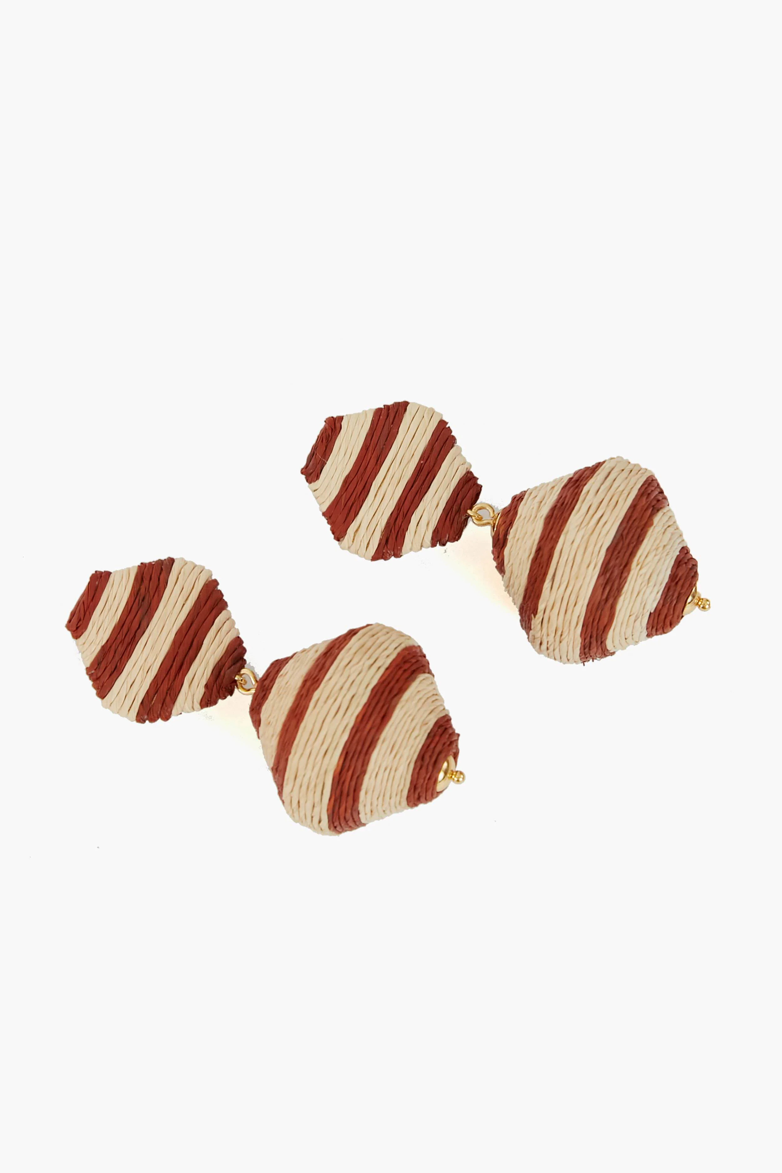 Cocoa Stripe Raffia Geo Lantern Earrings | Tuckernuck (US)