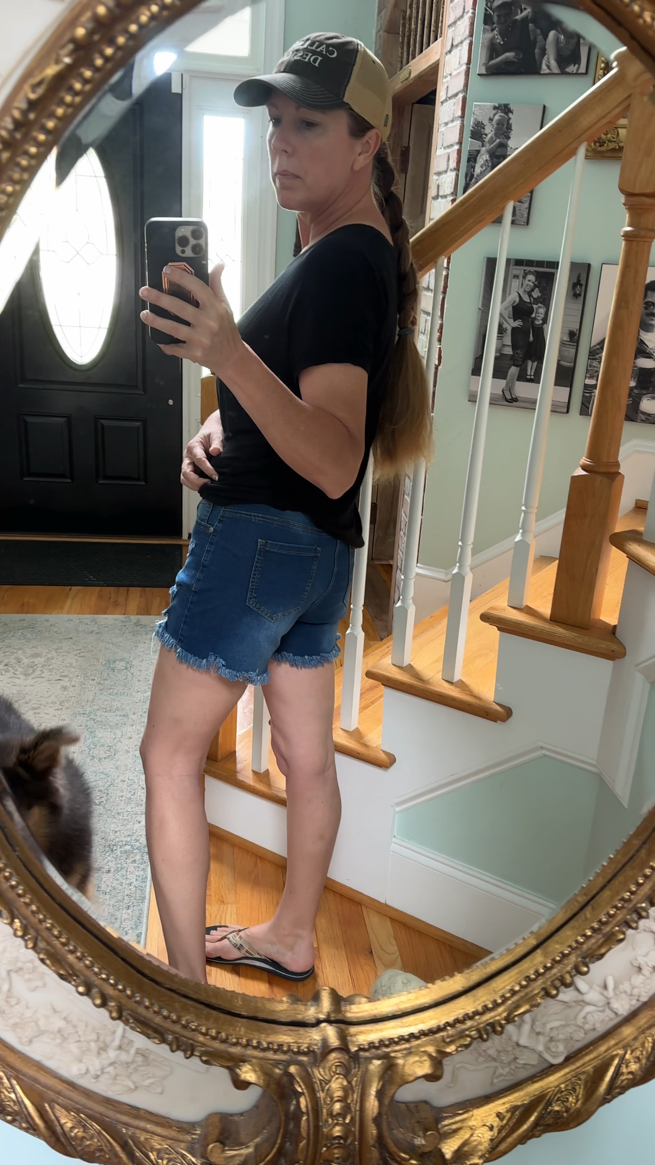 I kind of love these:
They FEEL like high school cut offs but at a more responsible (conservative) mom length.  They’re both stretchy and compressive enough to reasonably hold my mom pouch in.
It’s super cute with the express London tee ❤️

#LTKVideo #LTKFindsUnder100 #LTKSeasonal