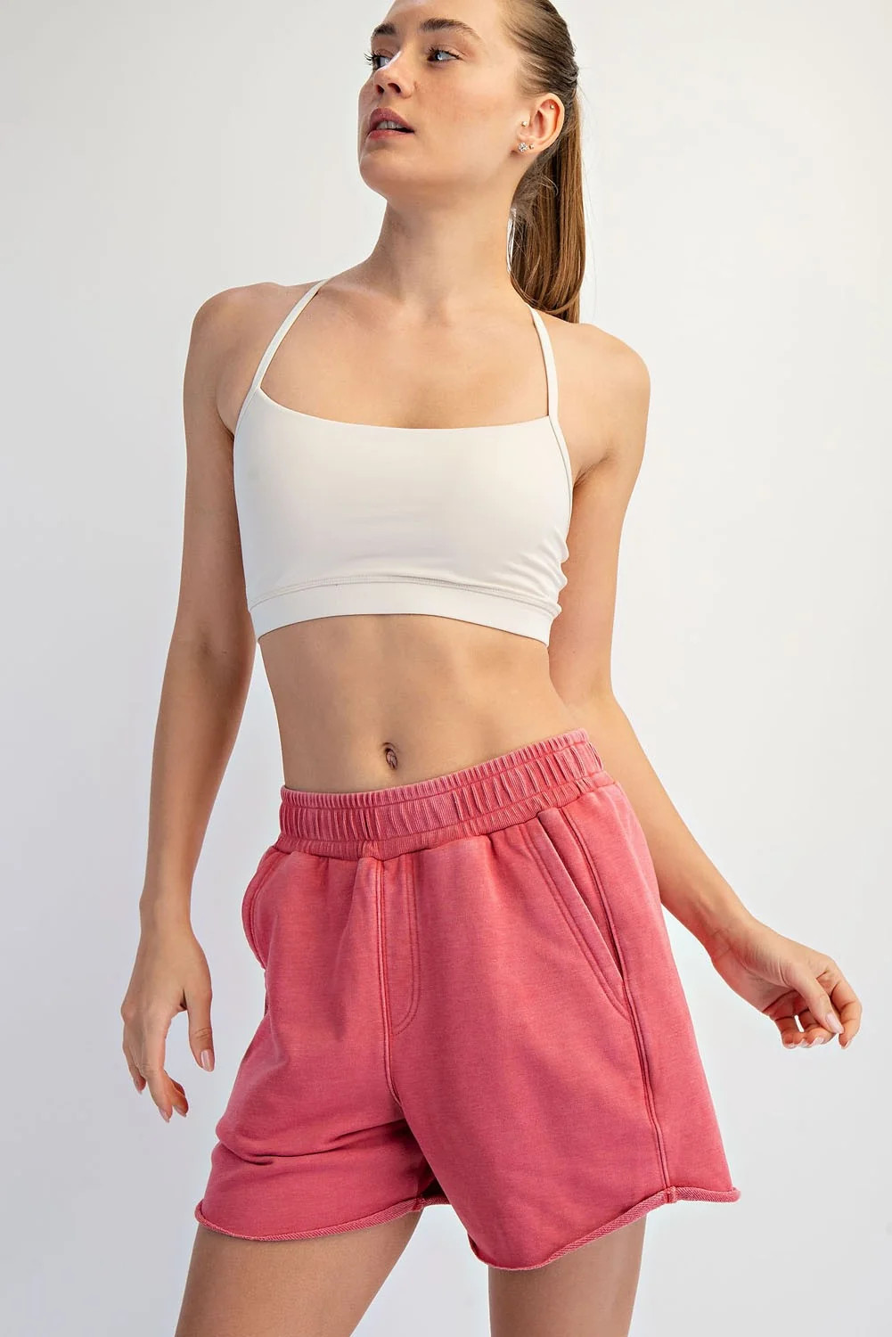 Strawberry Mineral Wash Terry Short | PinkBlush Maternity