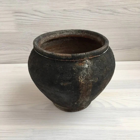 Very old black pottery crock Vintage pottery Ceramic ancient vase Rustic folk pot Ukrainian ceram... | Etsy (US)