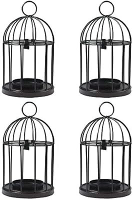 Vela Lanterns Mini Birdcage Tealight Lanterns, Set of 4, Black | Amazon (US)