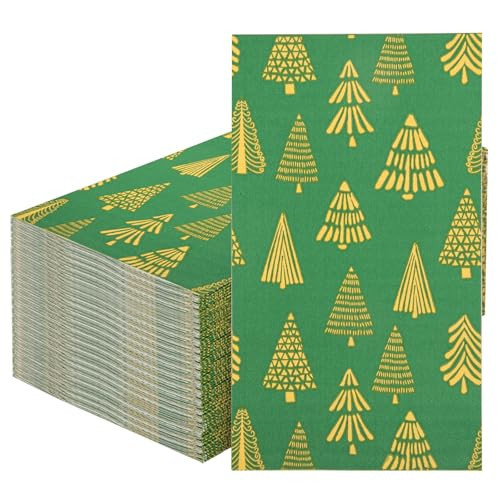 Nervure 100PCS Christmas Paper Napkins - Christmas Disposable Tree Napkins - Premium Quality 3-Ply Dinner Napkins - Green Guest Hand Towels for Home Kitchen Bathroom Holiday Party Decorative | Amazon (US)