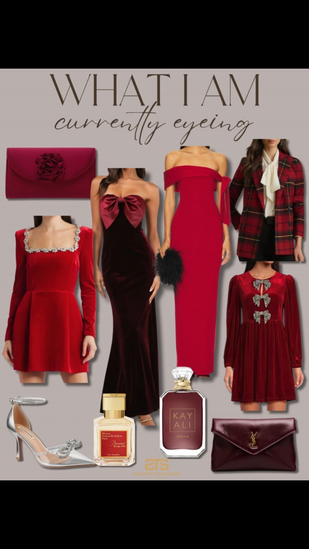 Eyeing. In my cart. Holiday. Maxi dress. Formal dress. Mini dress. Plaid. Rhinestone. Perfume. Heels. Trending. 

#LTKFindsUnder100 #LTKSeasonal #LTKStyleTip