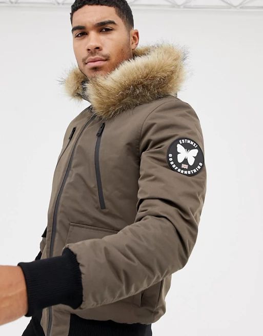 Good For Nothing parka jacket in brown | ASOS US