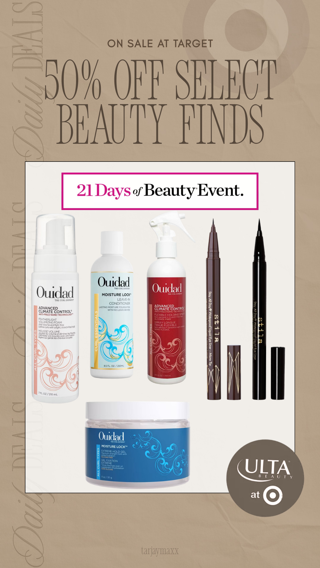Today’s Target beauty deal is 50% off select finds from the Ulta Beauty at Target 21 Days of Beauty event. A few Ouidad haircare favorites are included along with the beloved Stila eyeliner!
spring outfits 2026, date night outfits, vacation outfits beach, easter basket stuffers, easter dress women, st patricks day outfit women, spring dresses, work outfits, plus size fashion, spring break outfits 

 