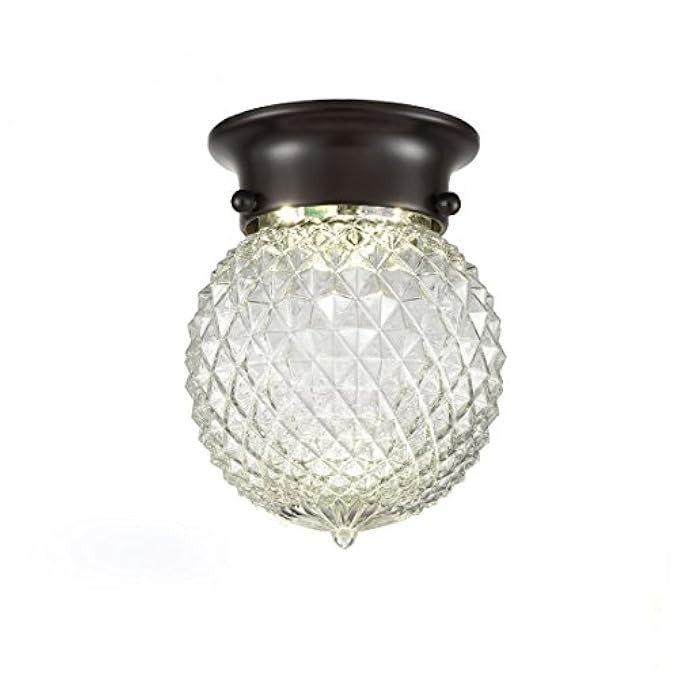 AXILAND Industrial Antique Style Plantation Collection Flush Mount LED Ceiling Light Prismatic Glass | Amazon (US)