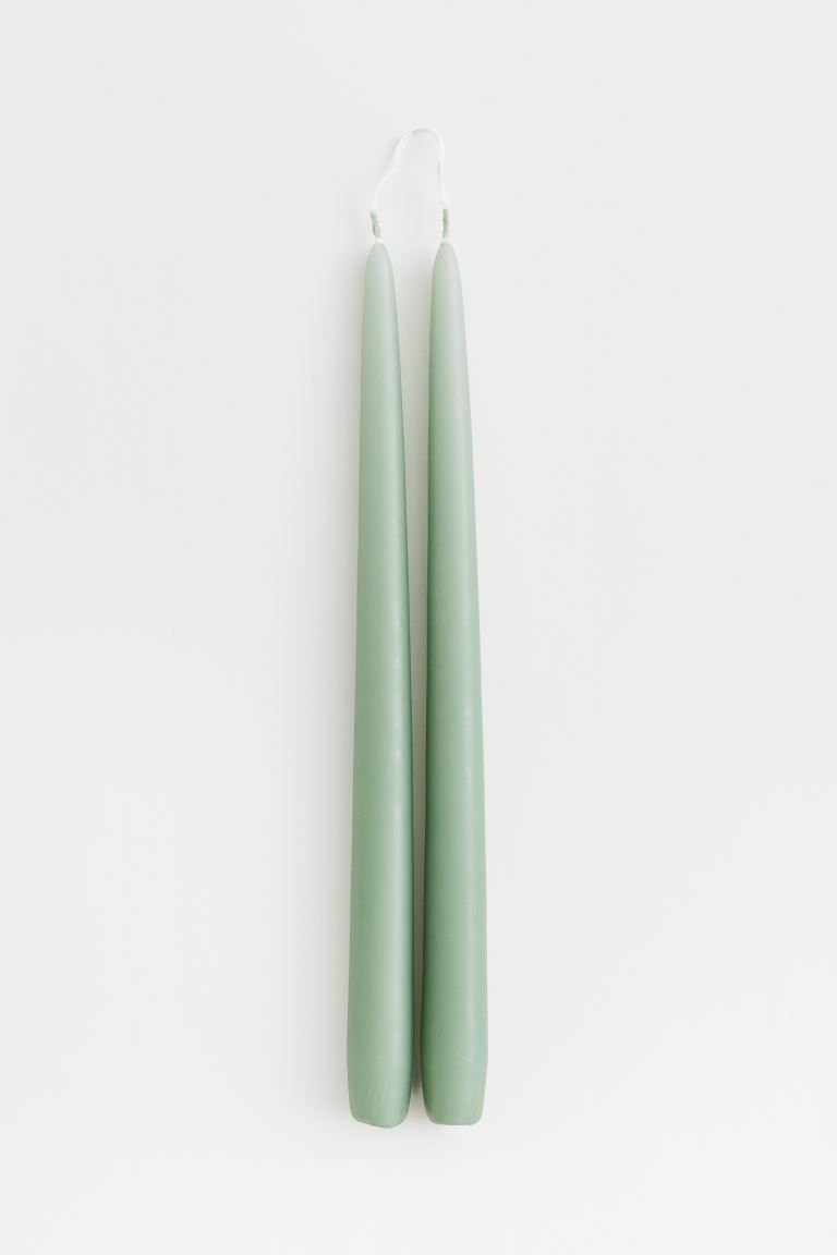 2-pack Tapered Candles - Light green - Home All | H&M US | H&M (US + CA)