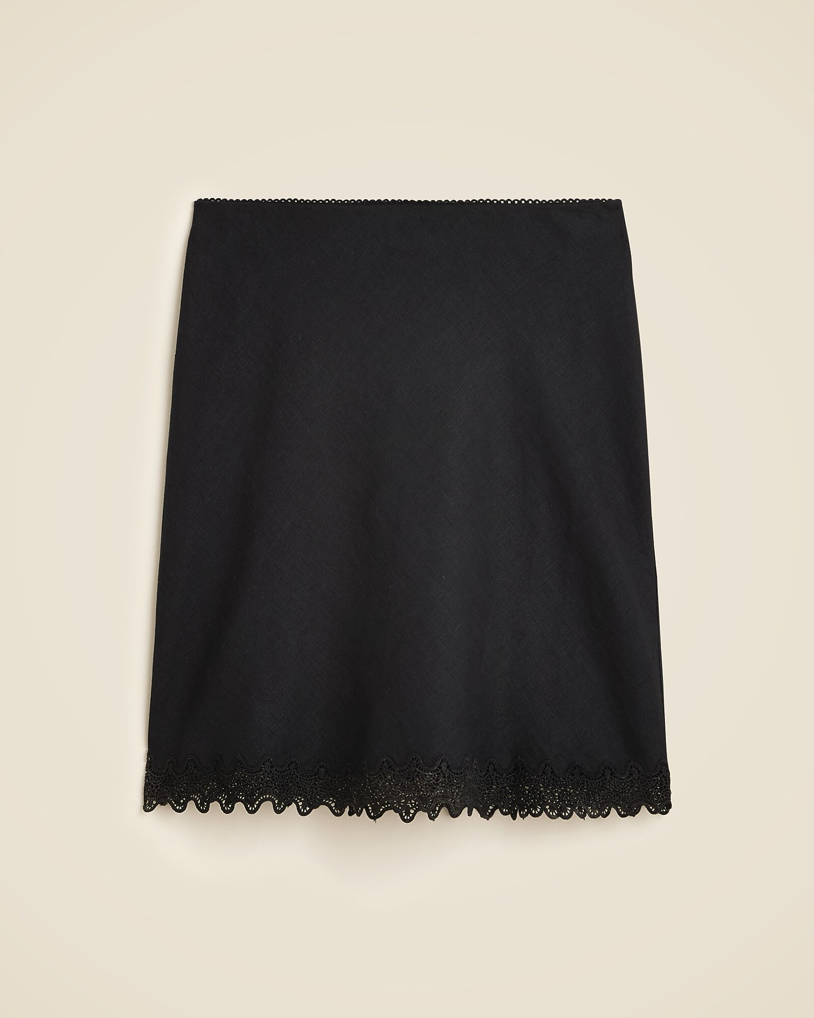 Gwen lace-trim slip skirt in linen | J. Crew US