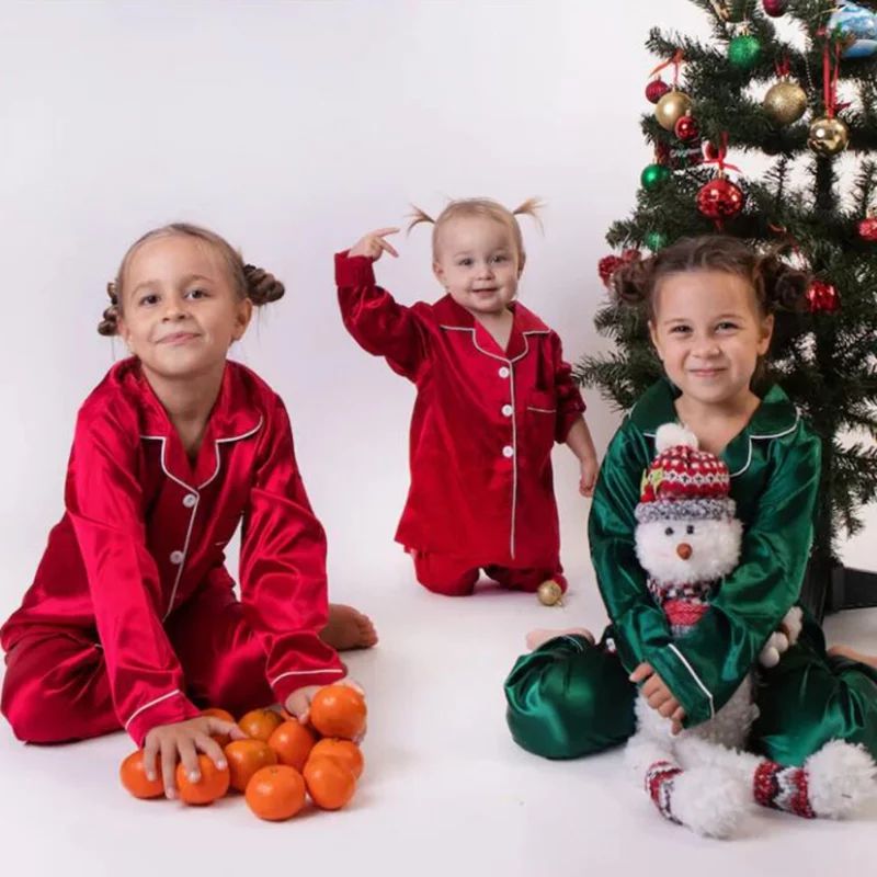 Esho Big Boys Girls Pajamas Sets, Kids Satin Silk Sleepwear Set, Little Gilrs Boys Christmas Paja... | Walmart (US)