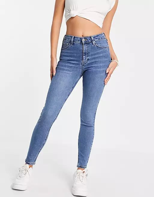 Topshop jamie jeans in mid blue | ASOS | ASOS (Global)