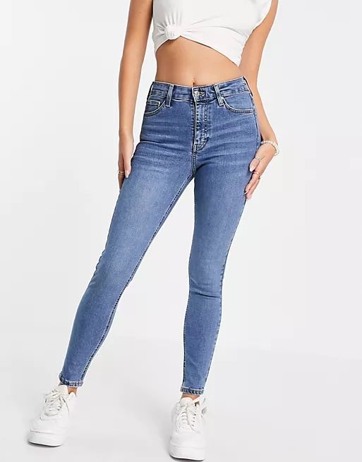 Topshop jamie jeans in mid blue | ASOS | ASOS (Global)