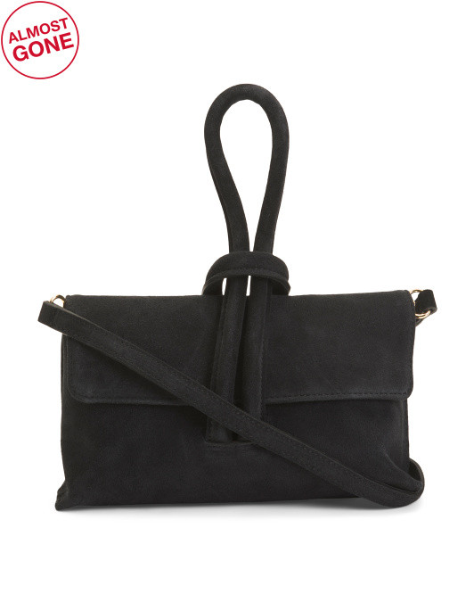 Made In Italy Suede Knot Pochette Shoulder Bag | TJ Maxx