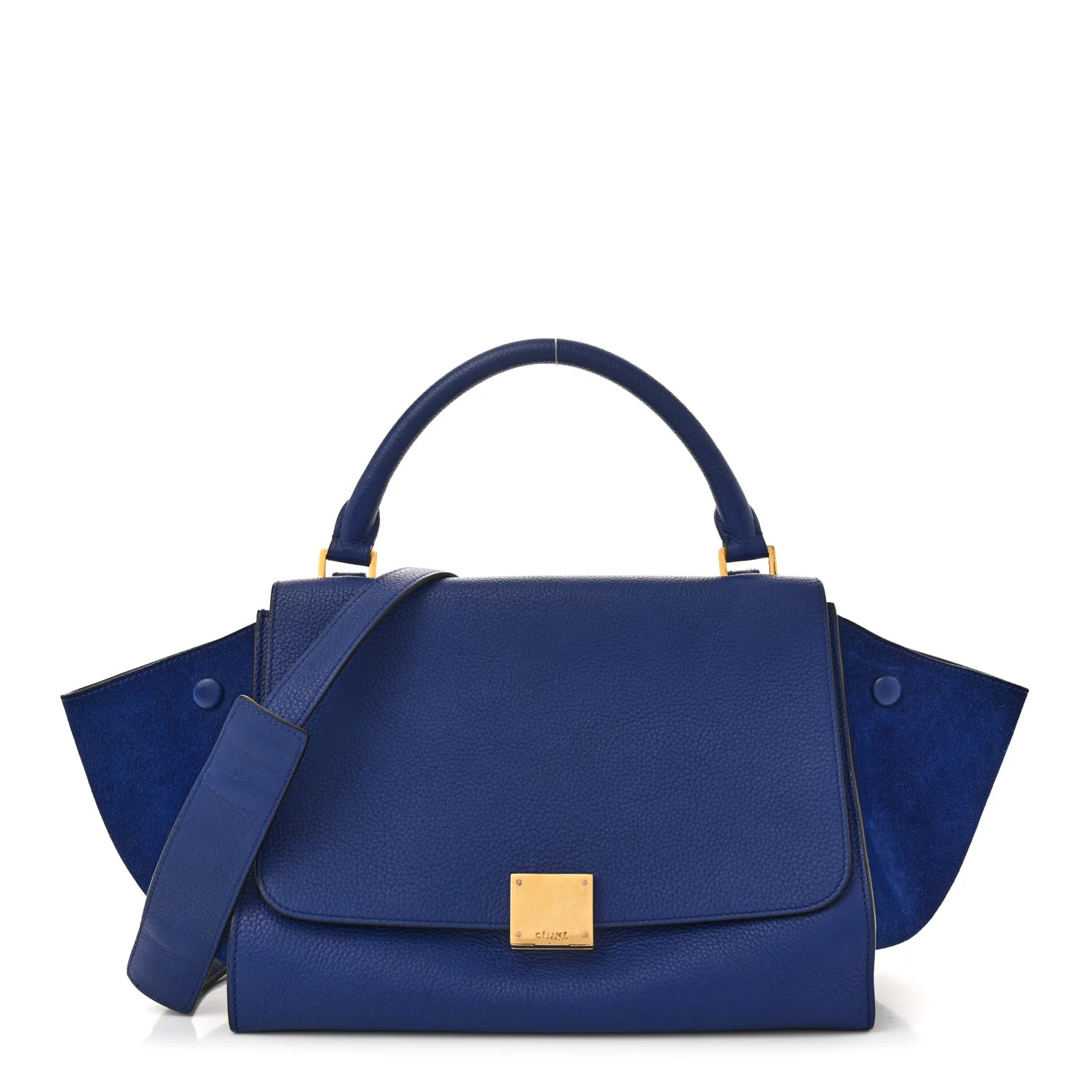 Drummed Calfskin Suede Small Trapeze Indigo | FASHIONPHILE (US)