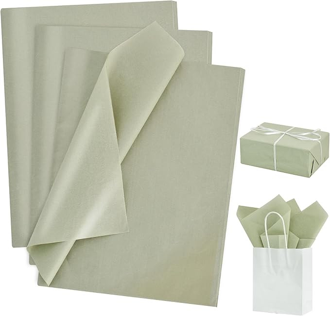 BEISHIDA 100 Sheets Sage Green Tissue Paper Bulk, Wrapping Tissue Paper for Gift Bags, 14 x 20 In... | Amazon (US)
