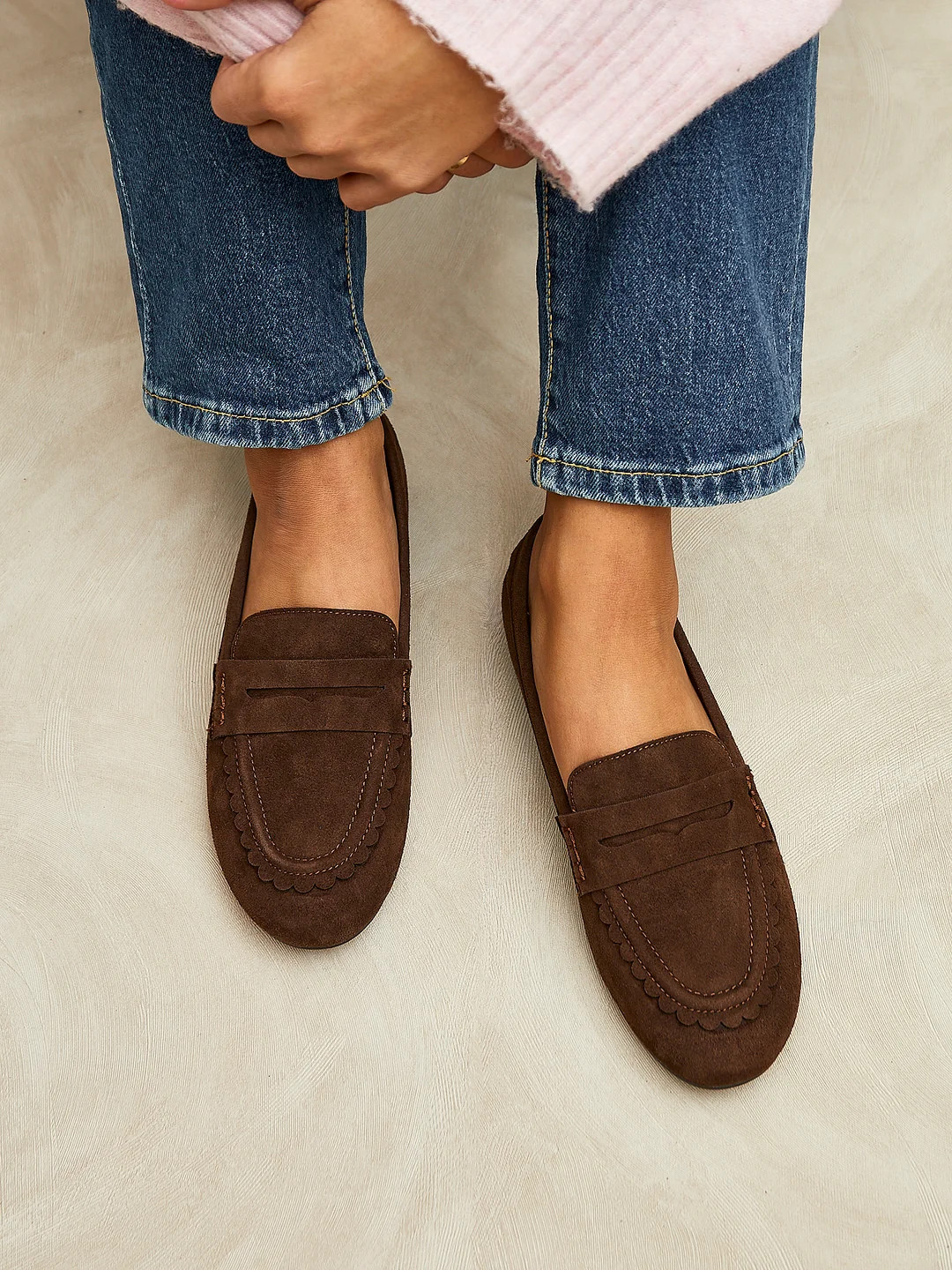 Bree Brown Suede Leather Penny Loafer | Linzi Shoes