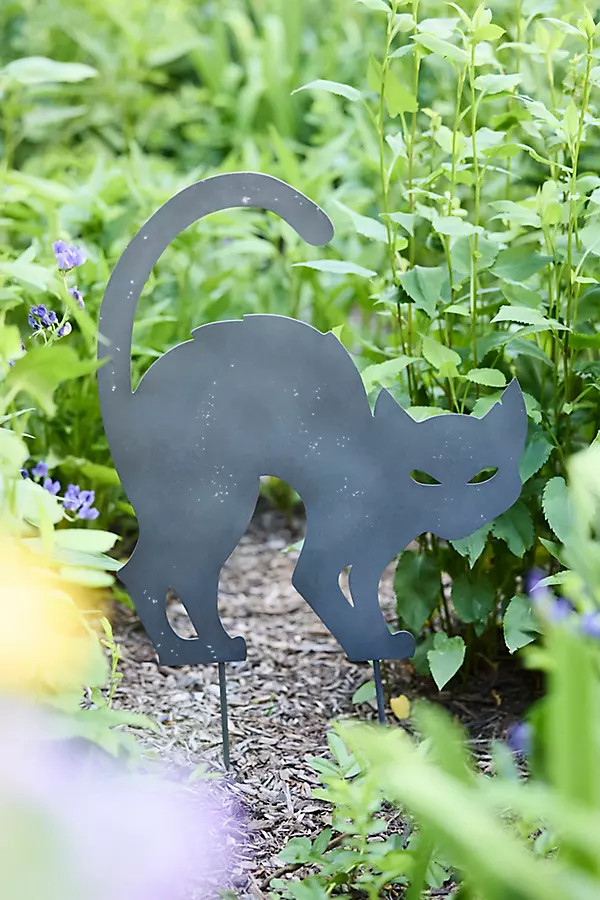 Scaredy Cat Iron Garden Stake | Anthropologie (US)