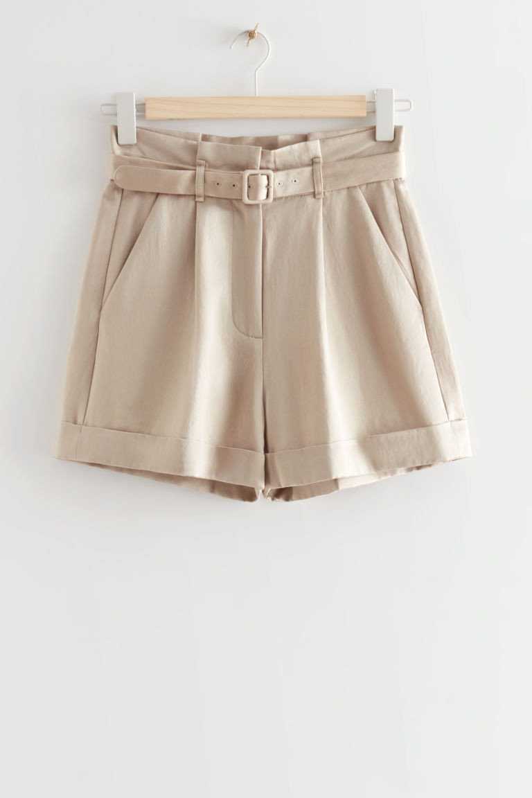 H & M - Belted Shorts - Beige | H&M (UK, MY, IN, SG, PH, TW, HK)