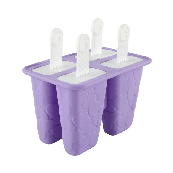 Embossed Heart Silicone Ice Pop Molds-4 Purple | Walmart (US)