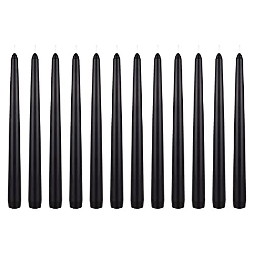 Mega Candles 12 pcs Unscented Black Taper Candle, Hand Poured Wax Candles 10 Inch x 7/8 Inch, Hom... | Amazon (US)