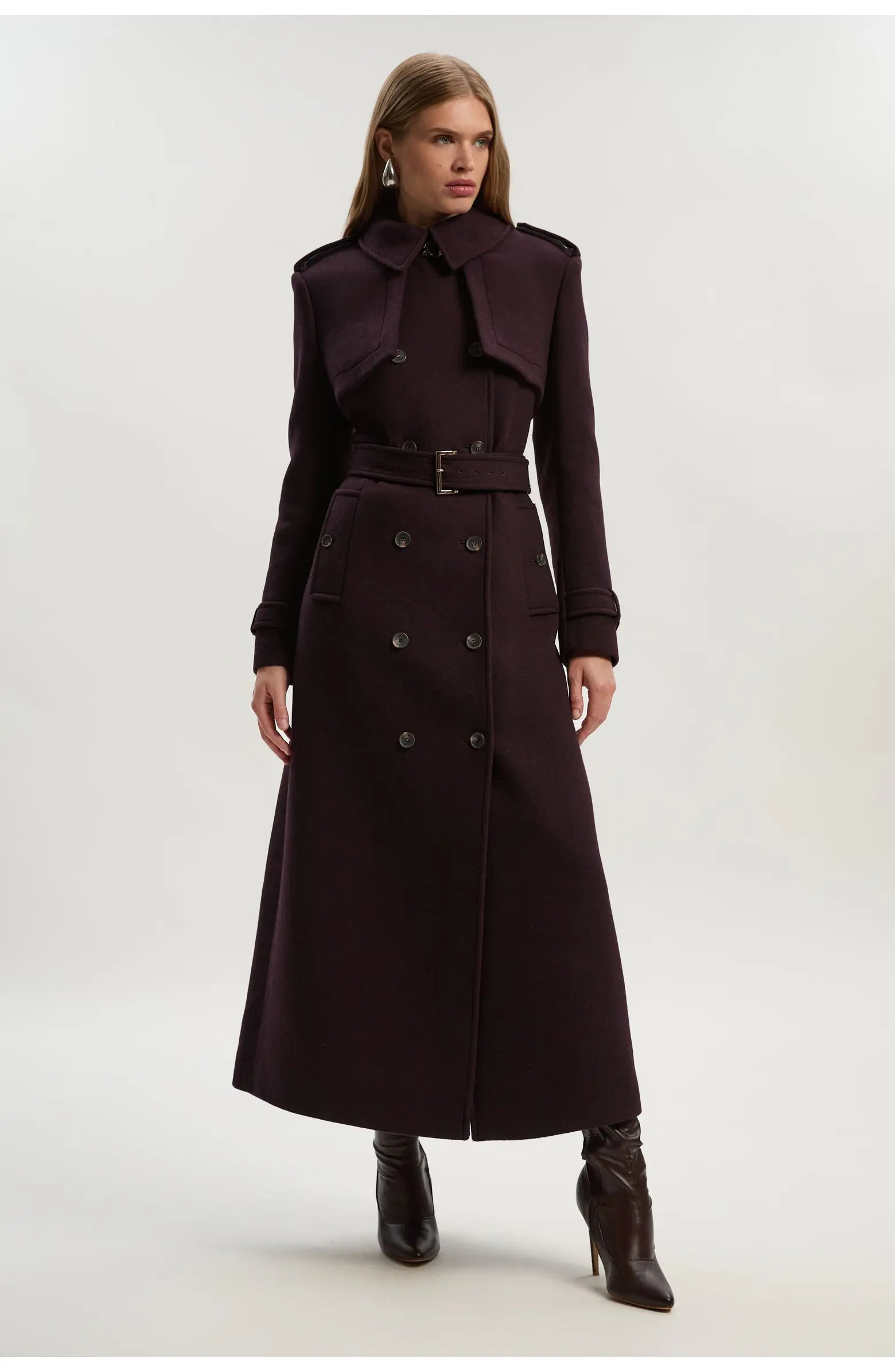 Karen Millen Petite Wool Trench Maxi Coat | Nordstrom | Nordstrom