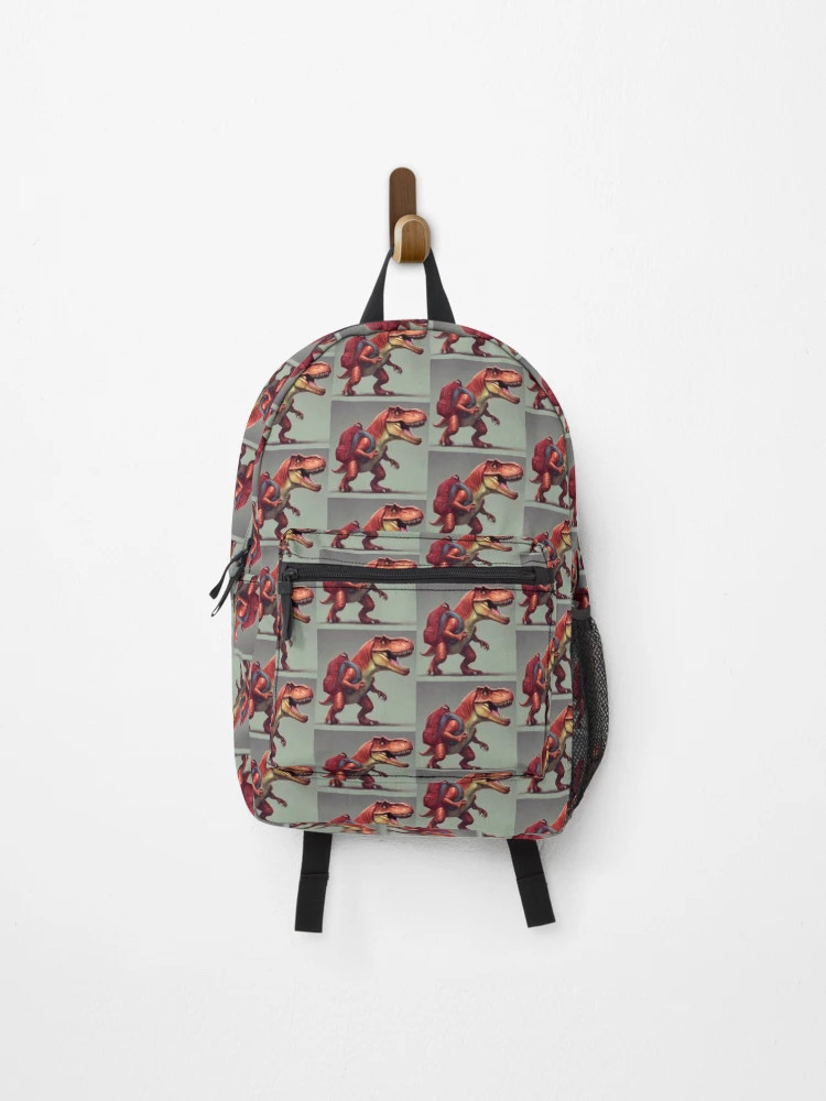 Red Dinosaur with a red backpack  Backpack | Redbubble (US)