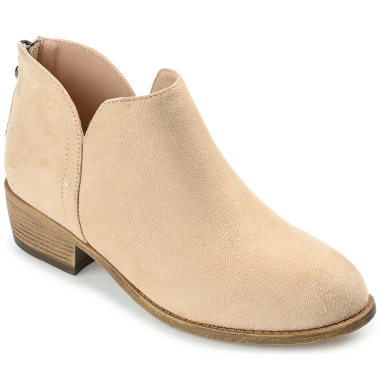 Journee Womens Livvy Back Heel Zip Stacked Heel Booties, Widths Available | Walmart (US)