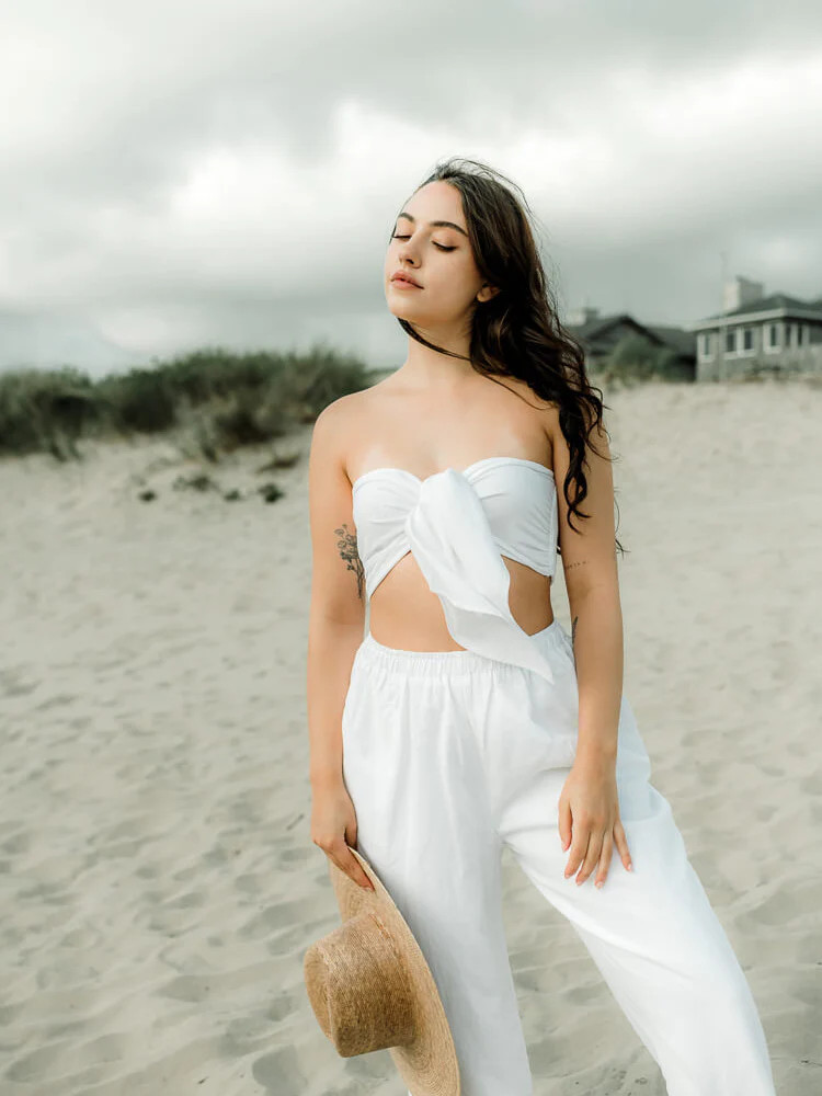 Vania White Linen Pants Set | Confête