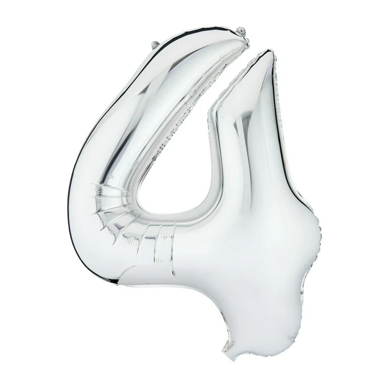 36" Silver Number 4 Foil Balloon, by Way To Celebrate | Walmart (US)
