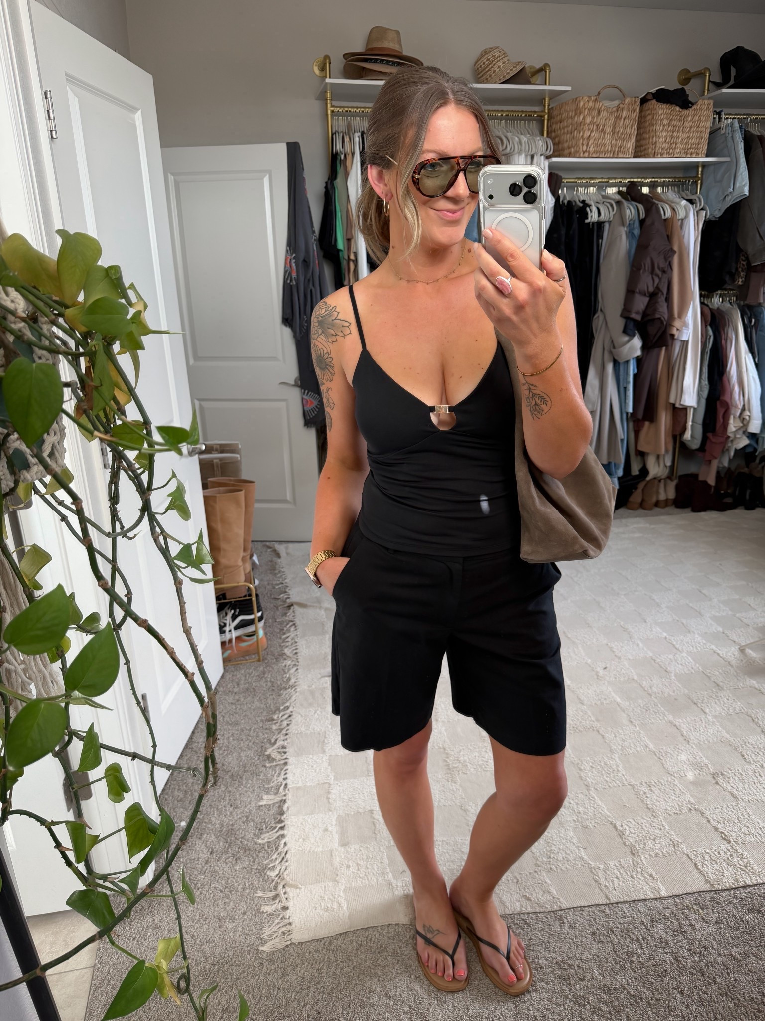 Large tank (built in bra) 10/30 shorts (also linked 🇨🇦) 11 sandals 

#LTKSpringSale #LTKTall #LTKOver40