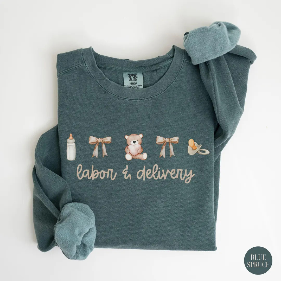 Labor and Delivery Coquette Sweatshirt Comfort Colors Mother Baby Nurse Retirement Gift Nurse App... | Etsy (US)