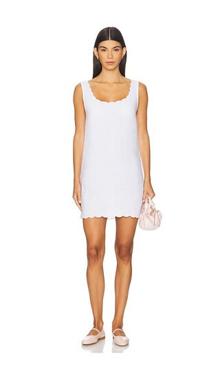 onia Air Linen Scallop Shift Dress in White. - size L | Revolve Clothing (Global)