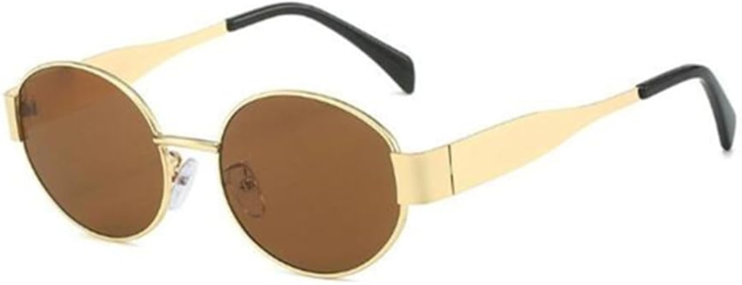 oval sunglasses Vintage small round frame comfy glasses shade mirror | Amazon (US)