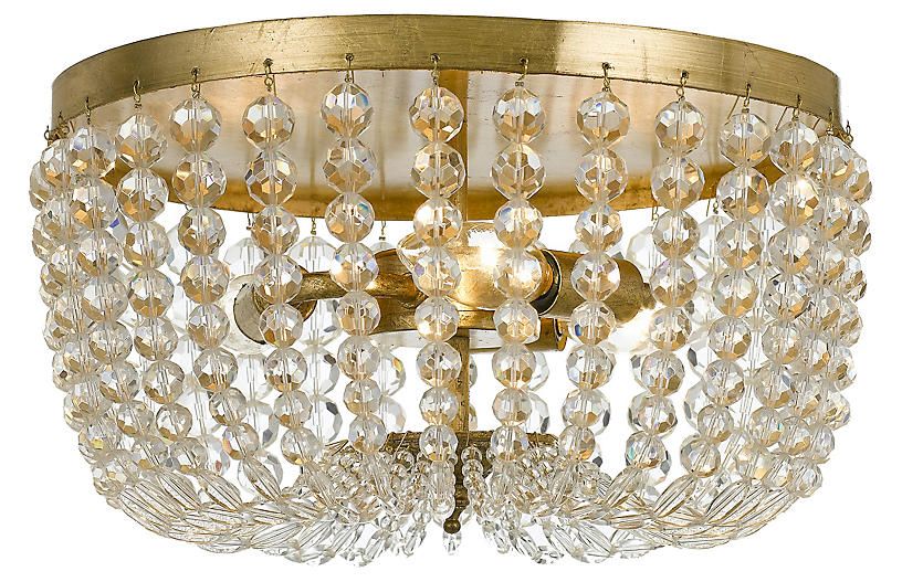 Rylee Crystal Flush Mount, Gold/Clear | One Kings Lane