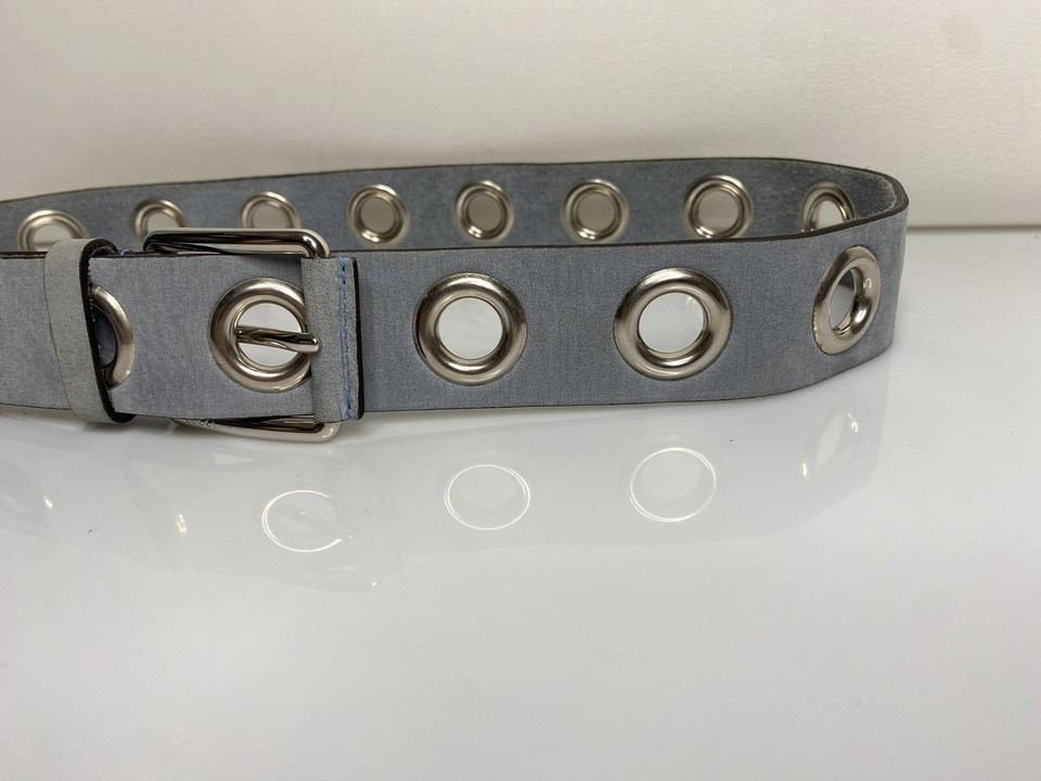 Gucci Belt Grommet Buckle Suede Leather Blue Gray | eBay US