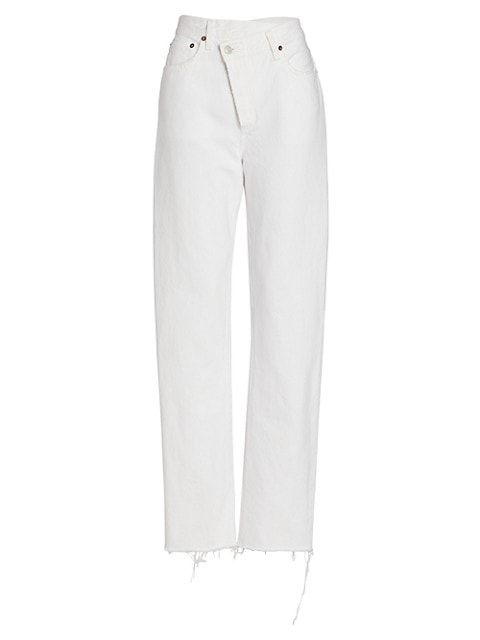 Crisscross High-Rise Asymmetric Straight-Leg Jeans | Saks Fifth Avenue