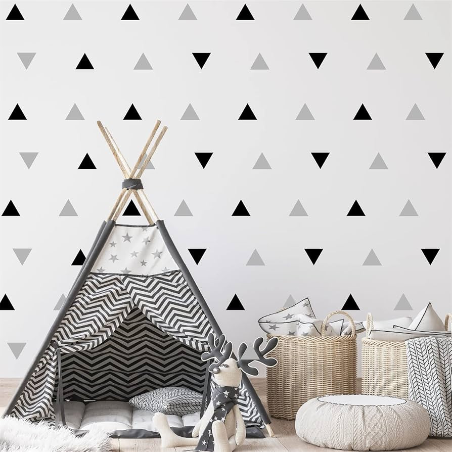 Triangle Wall Stickers Vinyl Black and Grey Wall Decals Peel and Stick Modern Wall Stickers Geome... | Amazon (US)