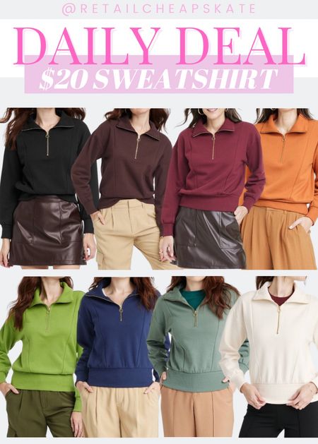 $20 quarter zip sweatshirt on sale at target! Comes in 8 colors & fully stocked 

#LTKstyletip #LTKsalealert #LTKfindsunder50